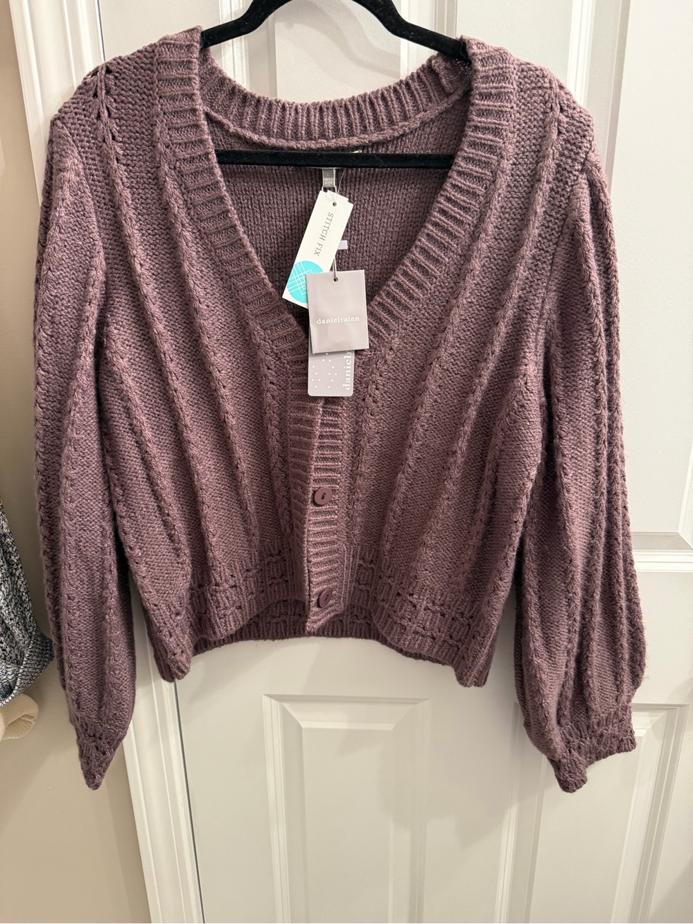 Daniel Rainn Dusty Mauve V-Neck Button Cardigan Sweater